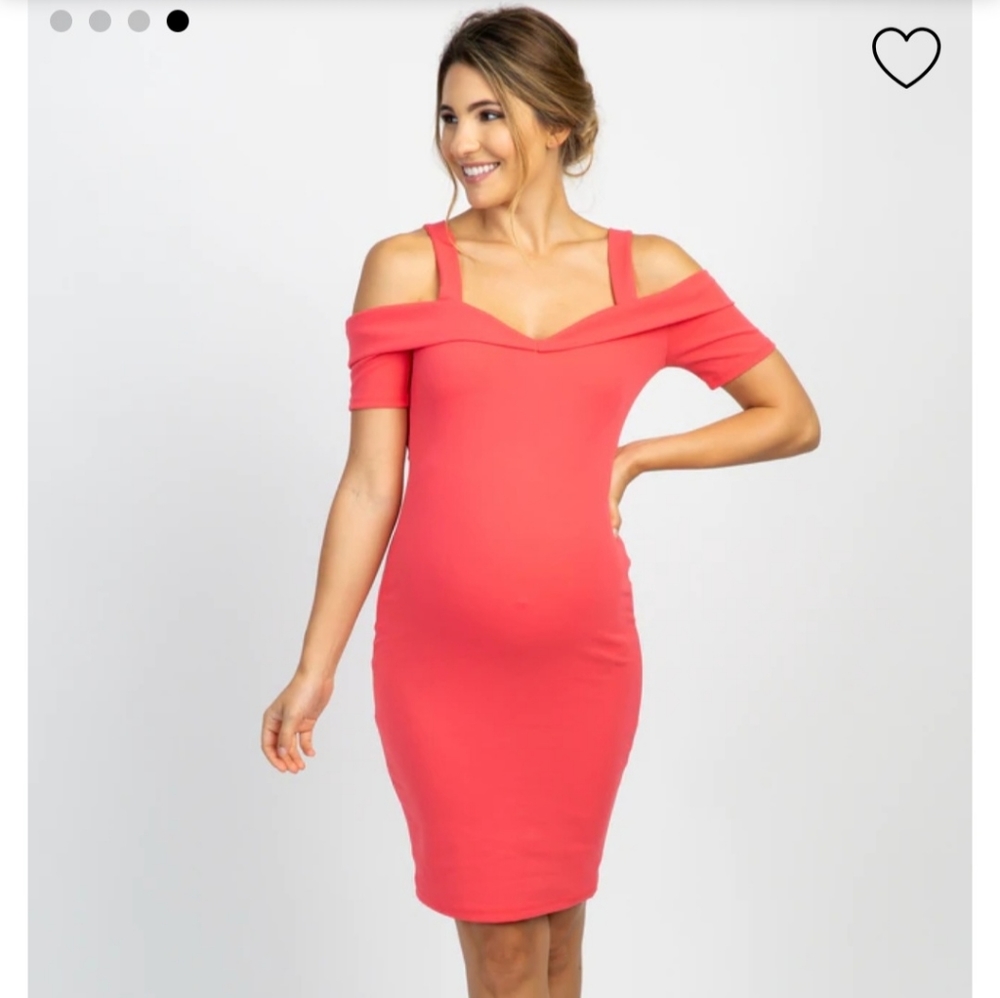 PinkBlush Pink Solid Cold Shoulder Maternity Dress NWT